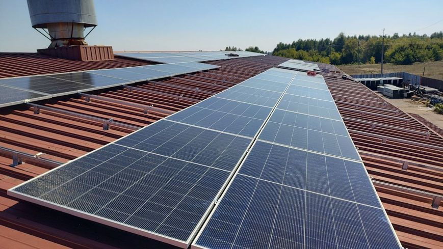 Rooftop solar power plant on a pitched roof